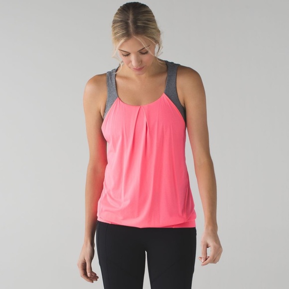 Lululemon 4 Nouveau limits tank flash light pink coral gray activewear yoga bra - Picture 3 of 12